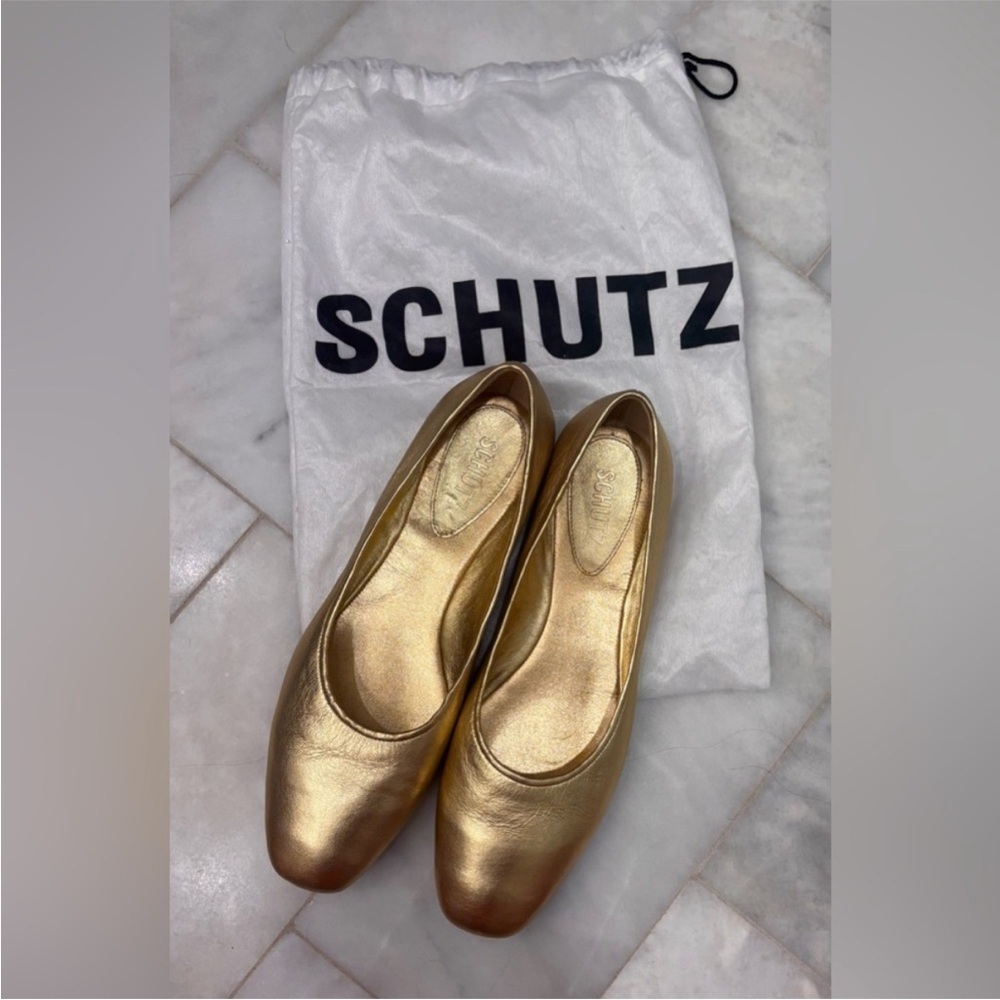 ❤️🔥Schutz - Gold Touro Ballet Flats - 9.5 - Picture 3 of 5